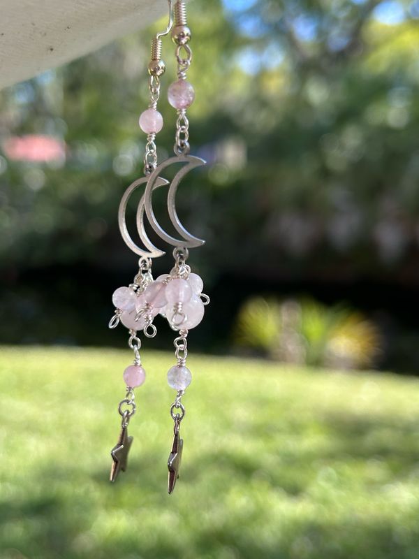 Rose Quartz Celestial Earrings