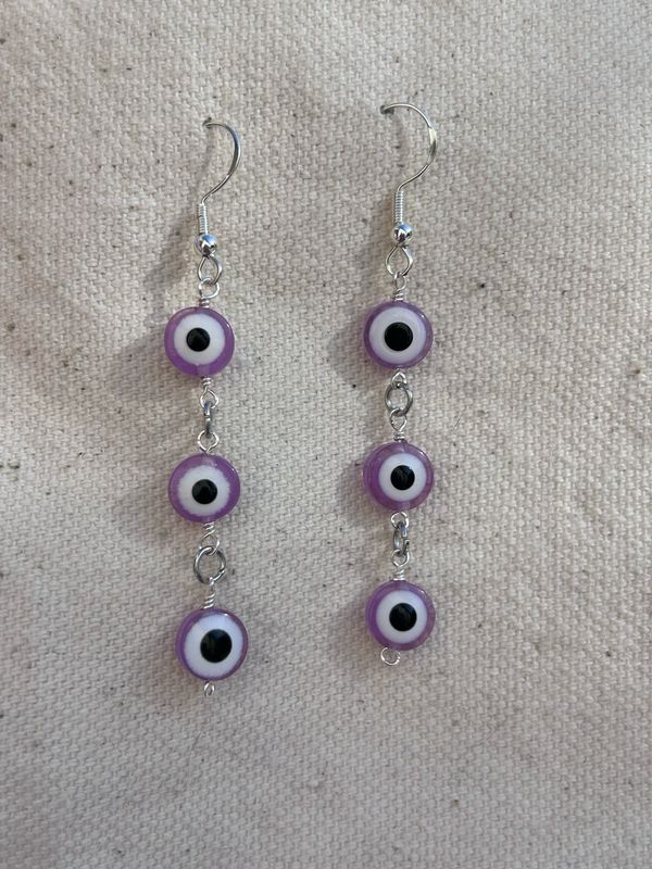 Lavender Evil Eye Protection Earrings