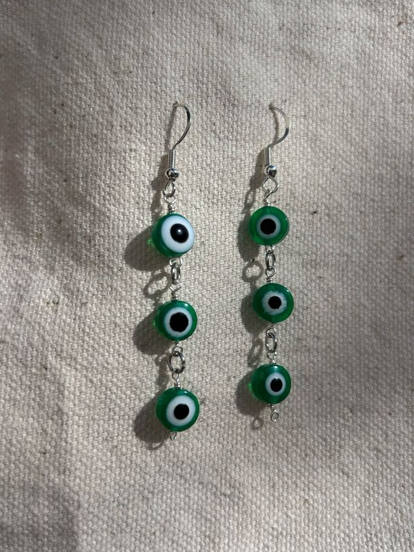 Green Evil Eye Protection Earrings