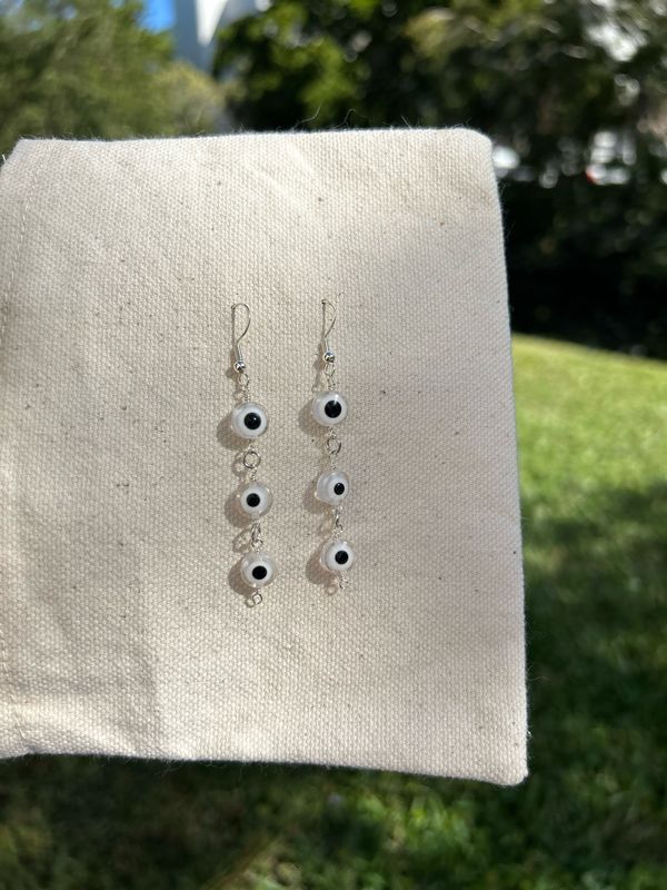 White Evil Eye Protection Earrings