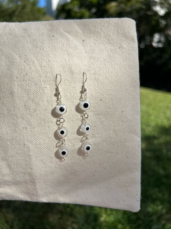 White Evil Eye Protection Earrings