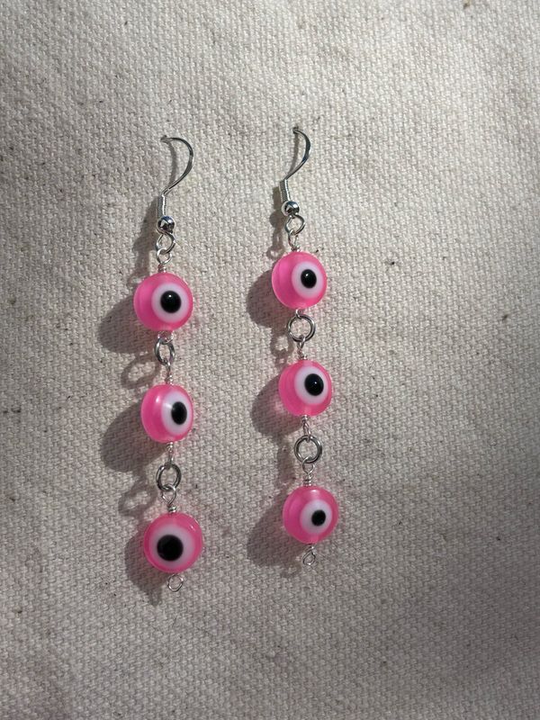 Pink Evil Eye Protection Earrings