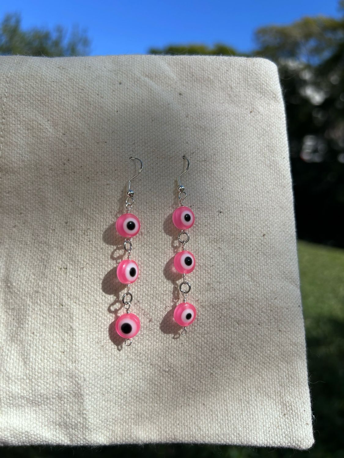 Pink Evil Eye Protection Earrings