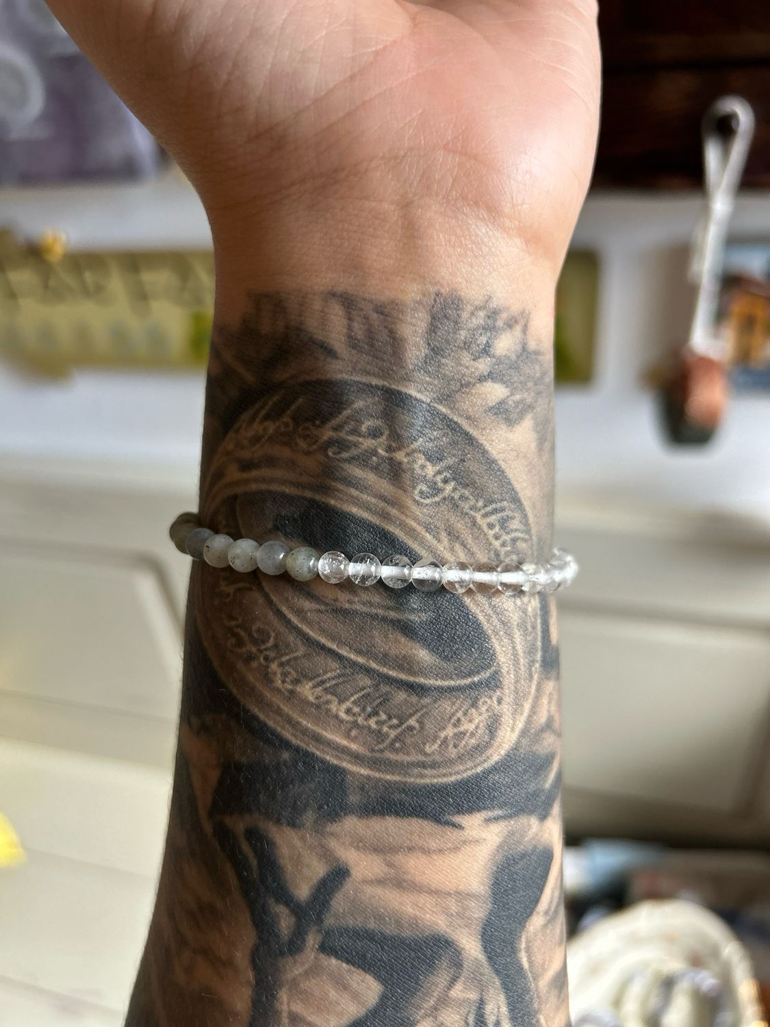 Labradorite and Clear Quartz Stretchy Bracelet