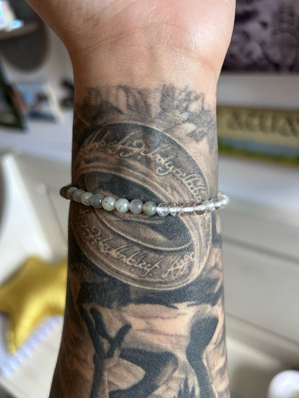 Labradorite and Clear Quartz Stretchy Bracelet
