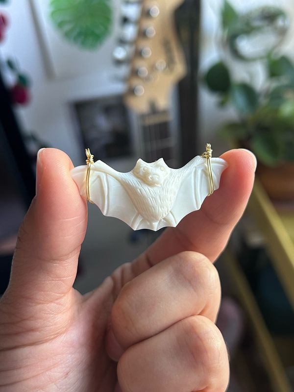 Bovine Bone Carved Bat