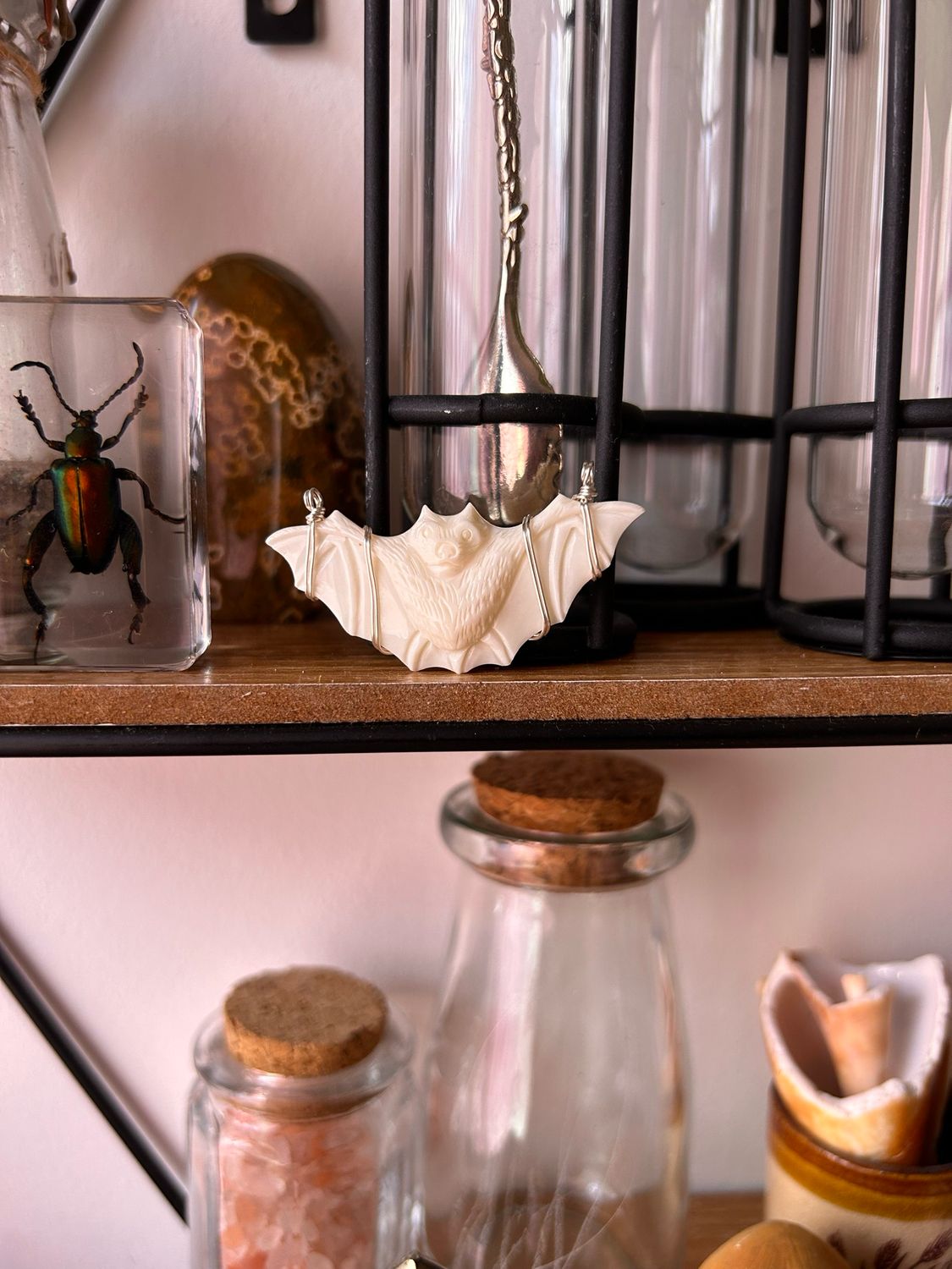 Cow Bone Carved Bat