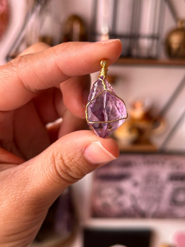 Amethyst In Copper Wire