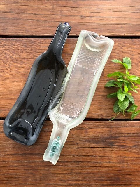 Doppelte Servierplatte aus Wein Flaschen