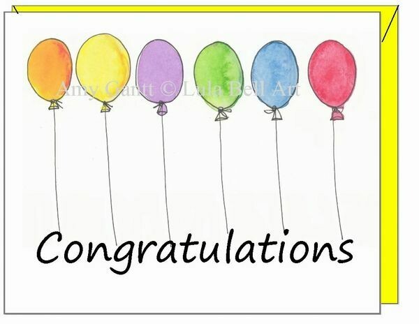 zonlicht grens Contour Congratulations - Balloons in a Row Greeting Card