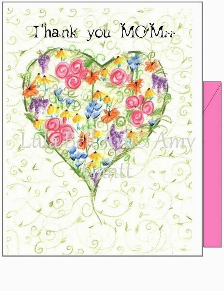 Mother S Day Thank You Mom Heart Of Flowers Greeting Card