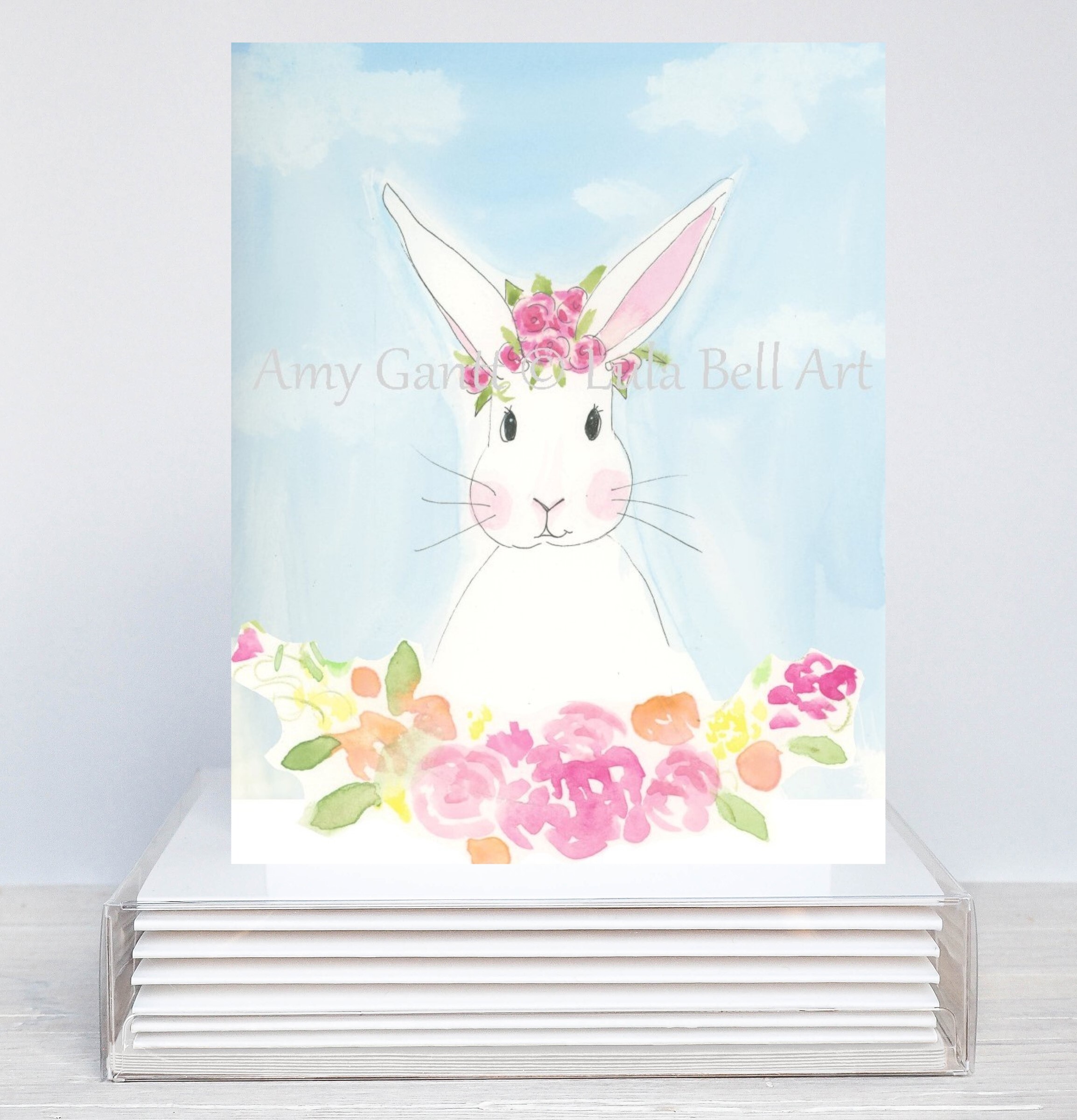 Spring Bunny Single Folded Note Card