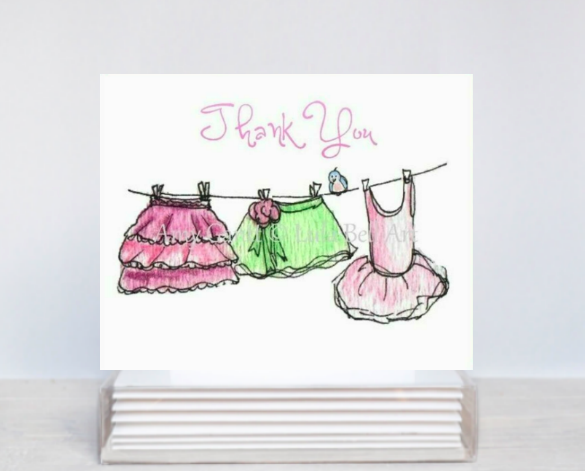 Thank You - Dress Up Clothes Line Boxed Note Cards