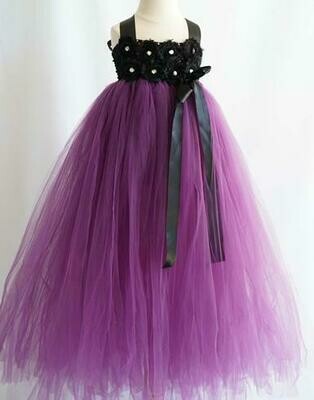 Blossomy Bodice and Plum Purple Sheer Tulle Skirt