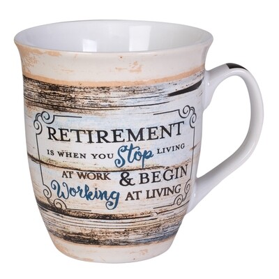 Retirement Working at Living Distressed Mug