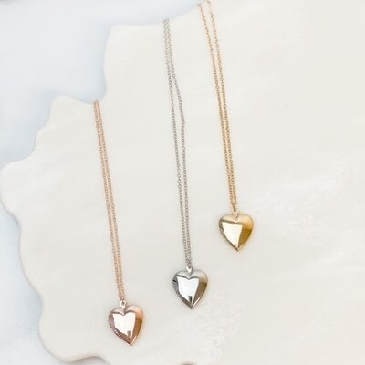 Heart Locket Pendant Necklace - Rose Gold