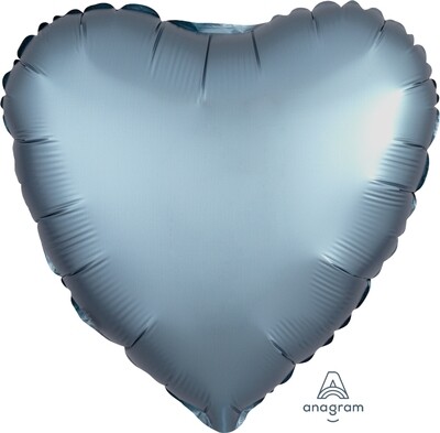Heart Balloon - Satin Luxe Steel Blue 18"