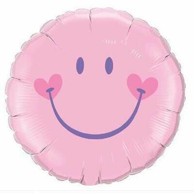 Smiley Face Balloon - Pink - 18"