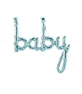 Baby Script Balloon - Pastel Blue 34"