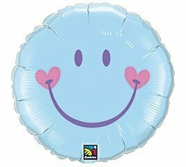 Smiley Face Balloon - Baby Blue - 18"