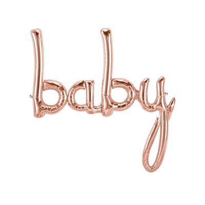 Baby Script Balloon - Rose Gold 34"