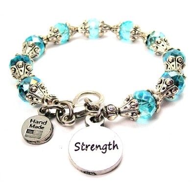 Strength Capped Crystal Bracelet - Aqua Blue