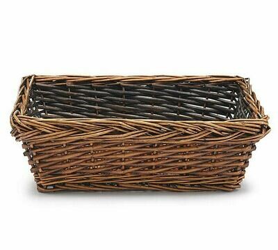 Medium 13.25" Dark Stained Rectangle Willow Basket