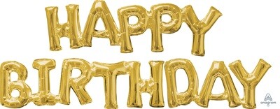 Happy Birthday Balloon Script in Gold