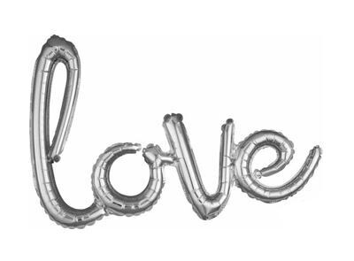 Love Script Balloon - Silver 40"