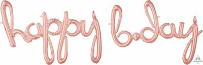 Happy Birthday Balloon Script in Rose Gold