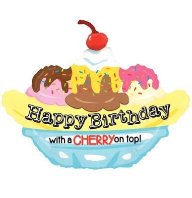 Happy Birthday Banana Split Balloon 29"