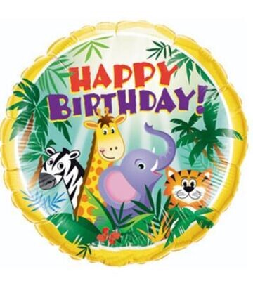 Jungle Fun Happy Birthday Balloon 18"