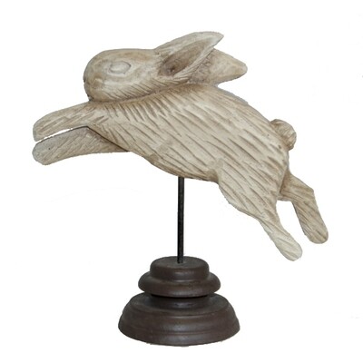 DF010 Hand Carved Rabbit on Spindle