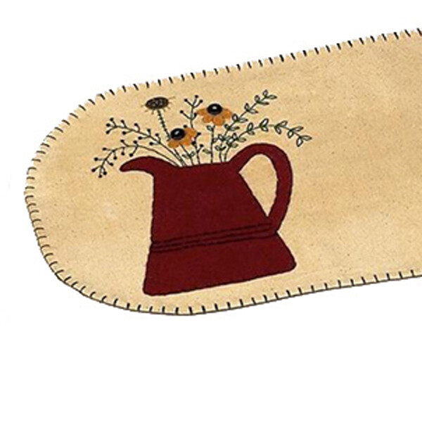 PT055 Red Pitcher Blanket Stitched Runner