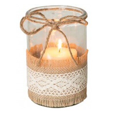 CA324 Burlap & Lace Jar -Medium