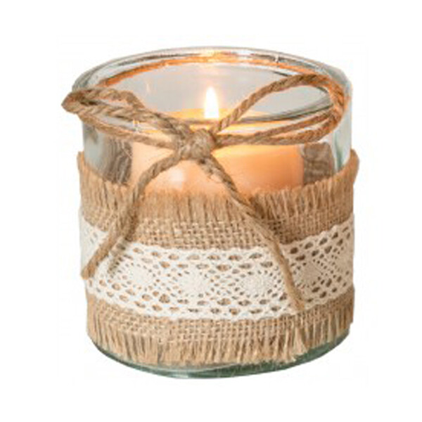 CA325 Burlap & Lace Jar - Small
