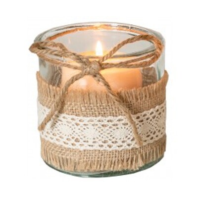 CA325 Burlap & Lace Jar - Small CA325 Burlap & Lace Jar - Small