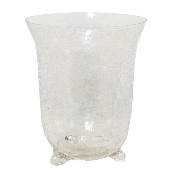 CA416L Crackle Glass Jar with Footed Bottom - Large