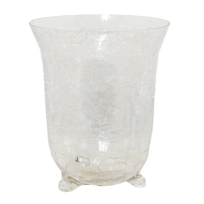 CA416L Crackle Glass Jar with Footed Bottom - Large