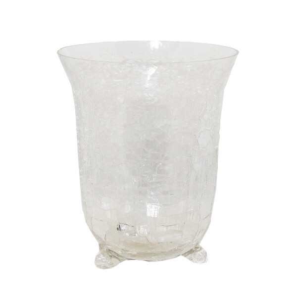 CA416M Crackle Glass Jar with Footed Bottom - Medium