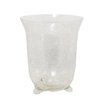 CA416M Crackle Glass Jar with Footed Bottom - Medium