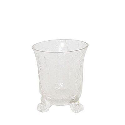CA416P Crackle Glass Jar with Footed Bottom - Small