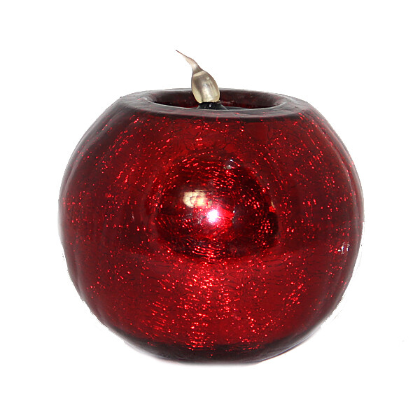 CA523 Red Glass Ball Tea Light Holder