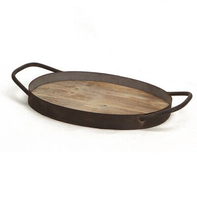 PL091 Wd Met Oval Tray Lg