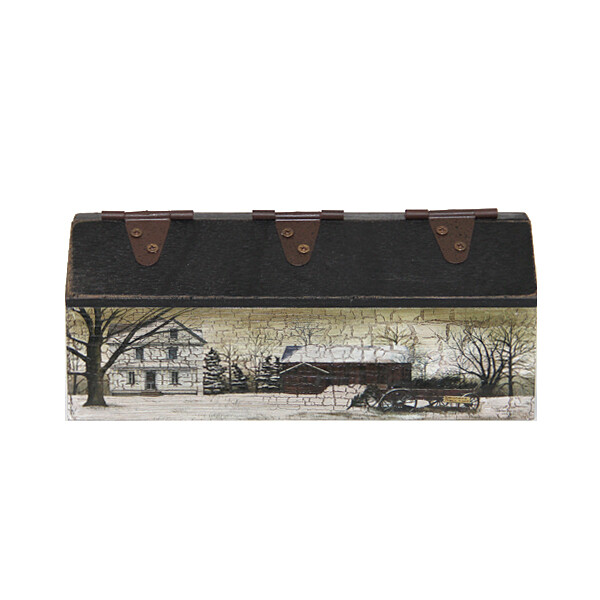 BC097 Wooden Bin - Small Winter Scene