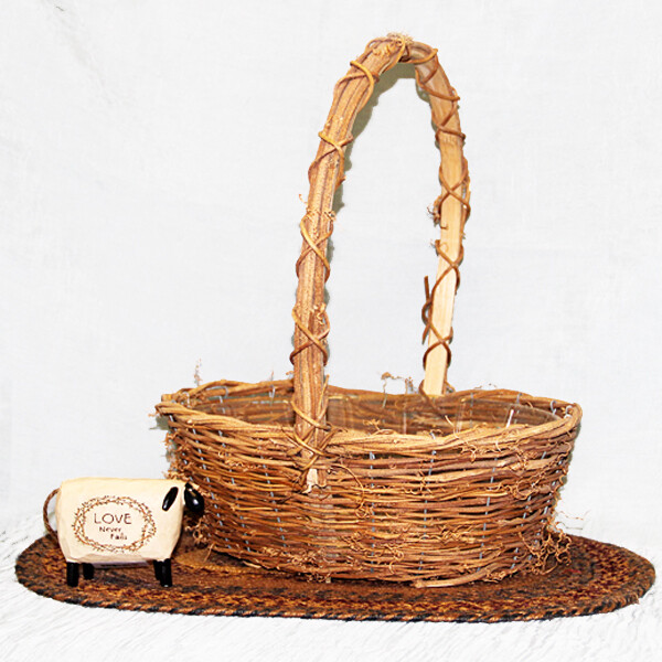 BC114 Twig Oval Basket with Handle Large