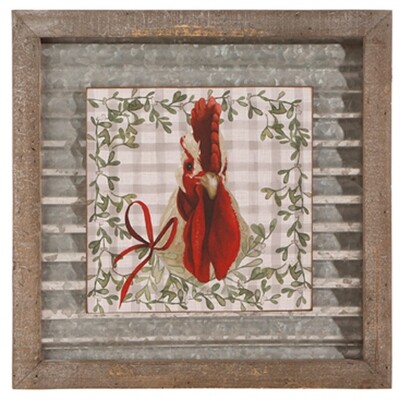 TG214R Rooster - Corrugated Tin & Wood