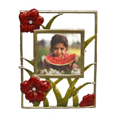 BF208 Red Enamel Flower Frame