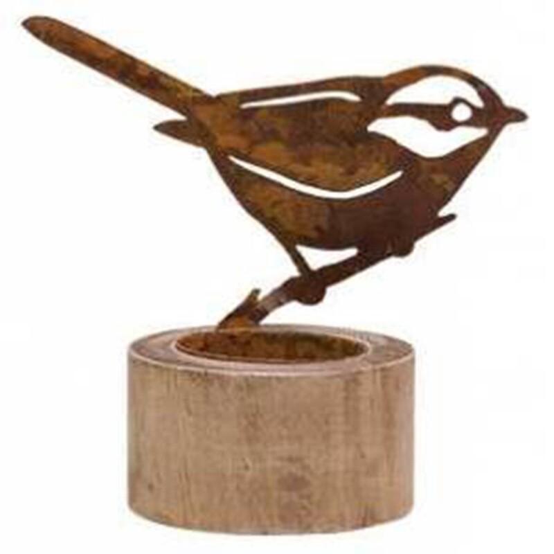 CA454 Rust Bird Candle Holder