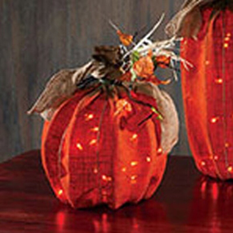 TA005M Burlap Lited Pumpkin Sm